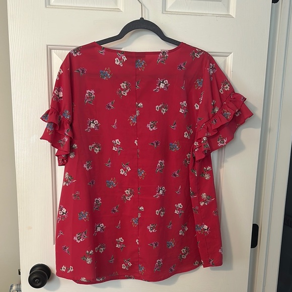 Catherines Red Ruffled Blouse - Picture 3 of 3